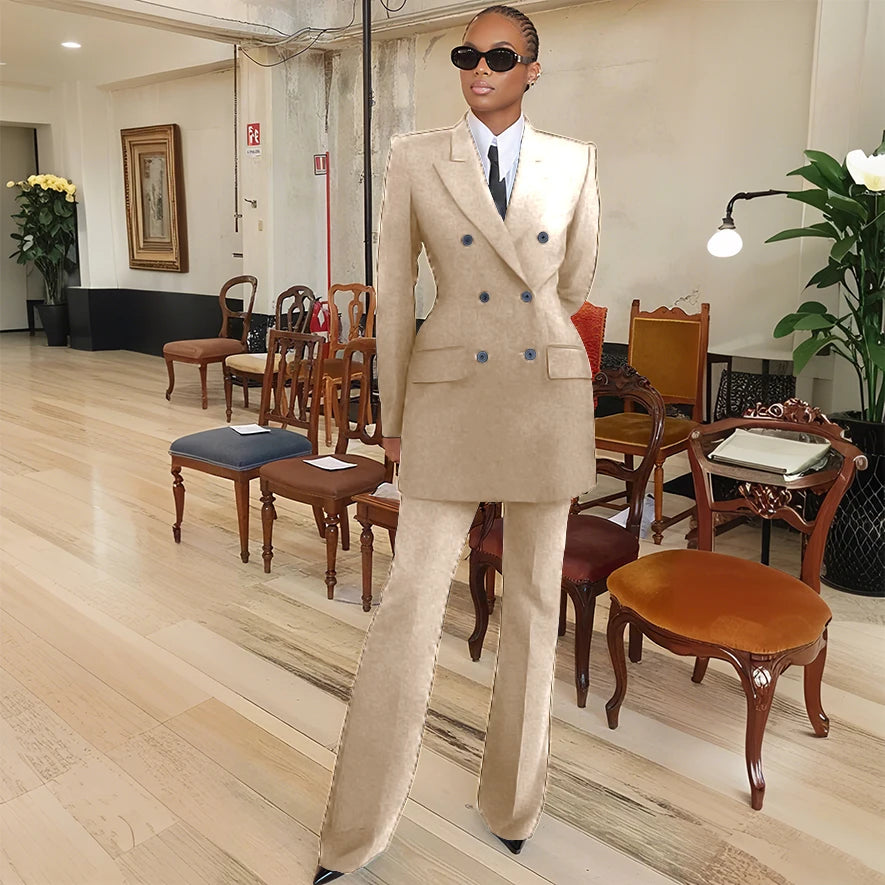 Tailleur femme blazer et pantalon évasé – CLEVI Paris