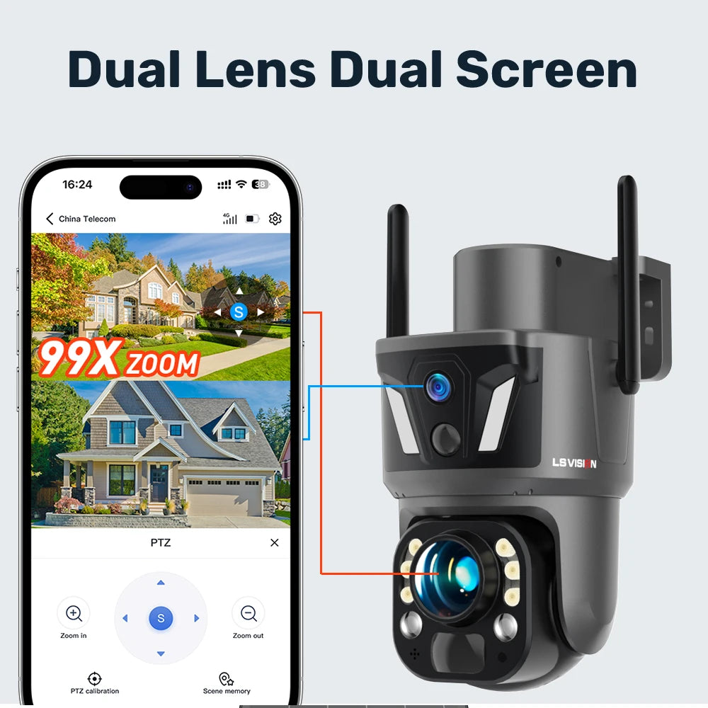 Caméra Solaire 8MP Zoom 99x PTZ 355° 4G/Wi-Fi Double Objectif PIR Suivi IA IR 40m IP66 UBox – CLEVI Paris