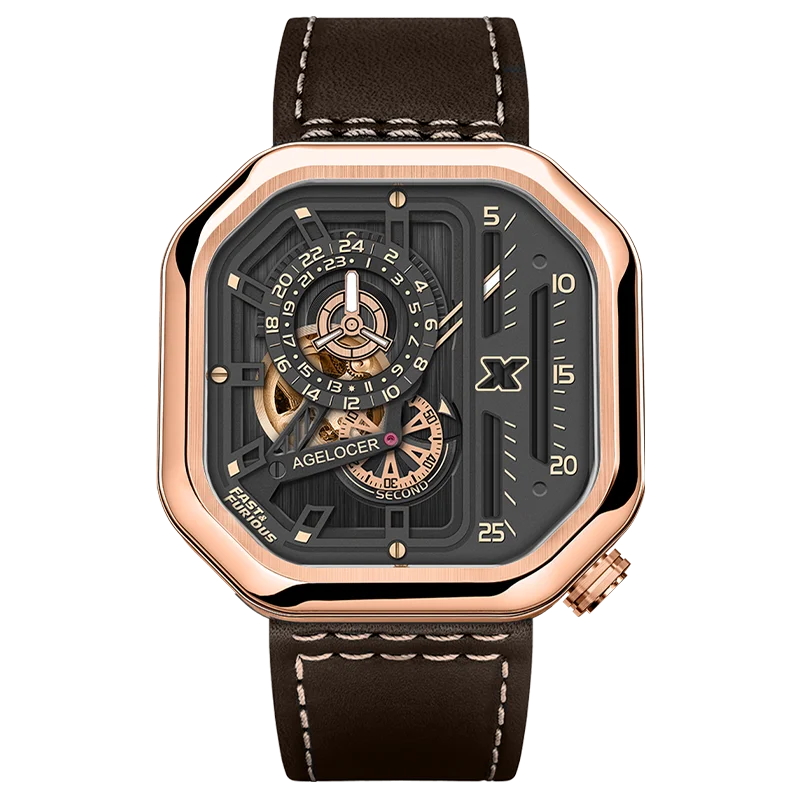 Montre Homme Automatique AGELOCER Racing Cyberpunk – Squelette 4 Couches Verre Saphir Étanche 5 Bars London Design Award – CLEVI Paris