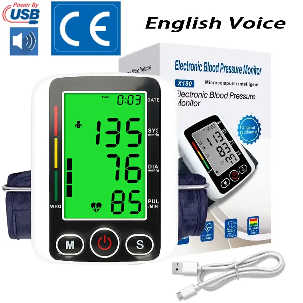 Tensiomètre Bras Automatique Vocal LCD Fréquence Cardiaque – CLEVI Paris
