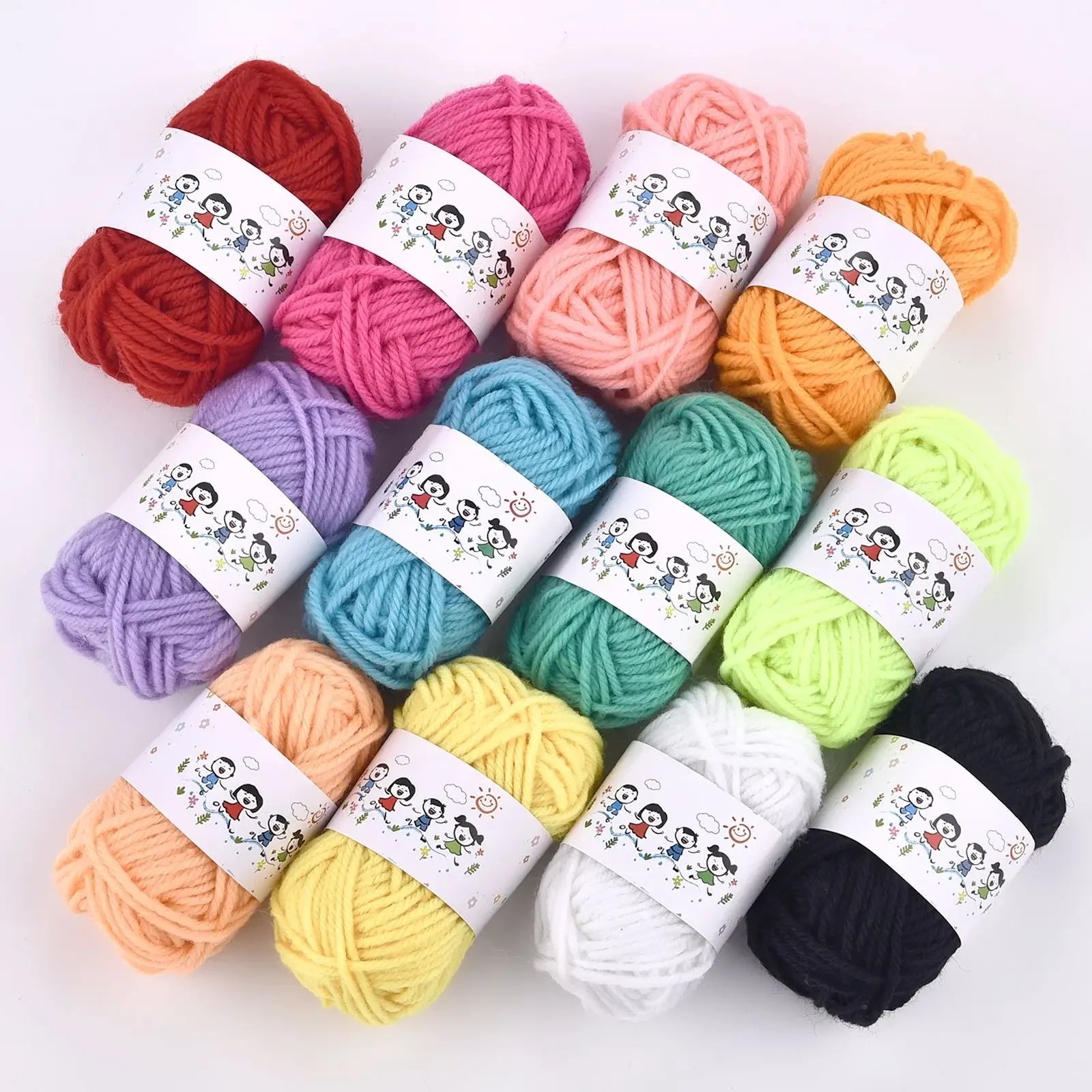 Set Fils Acryliques 12 Couleurs | Tricot, Crochet & Couture DIY, Pelotes 7g – CLEVI Paris
