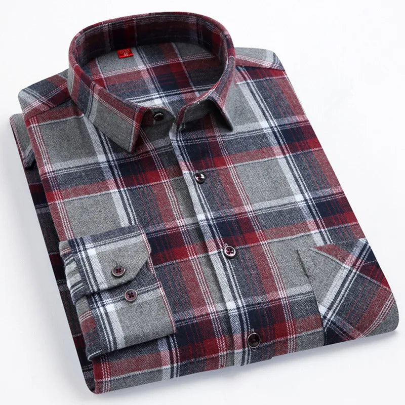 Chemise Homme Manches Longues Coton Carreaux Style Britannique – CLEVI Paris