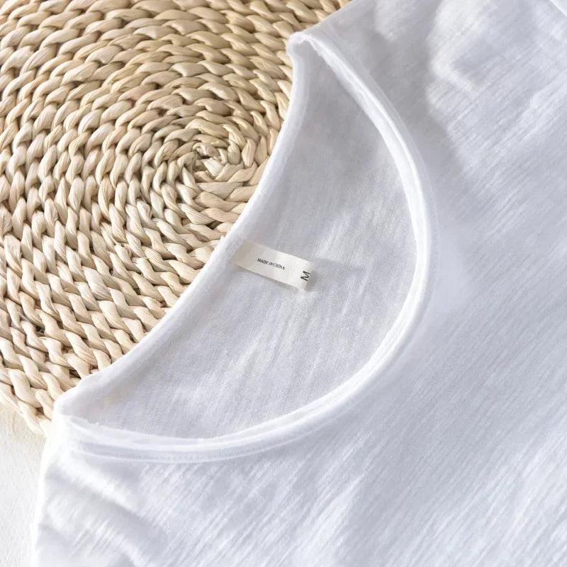 T-Shirt Homme 100% Coton – Coupe Slim, Col Rond, Léger & Respirant, Style Rétro