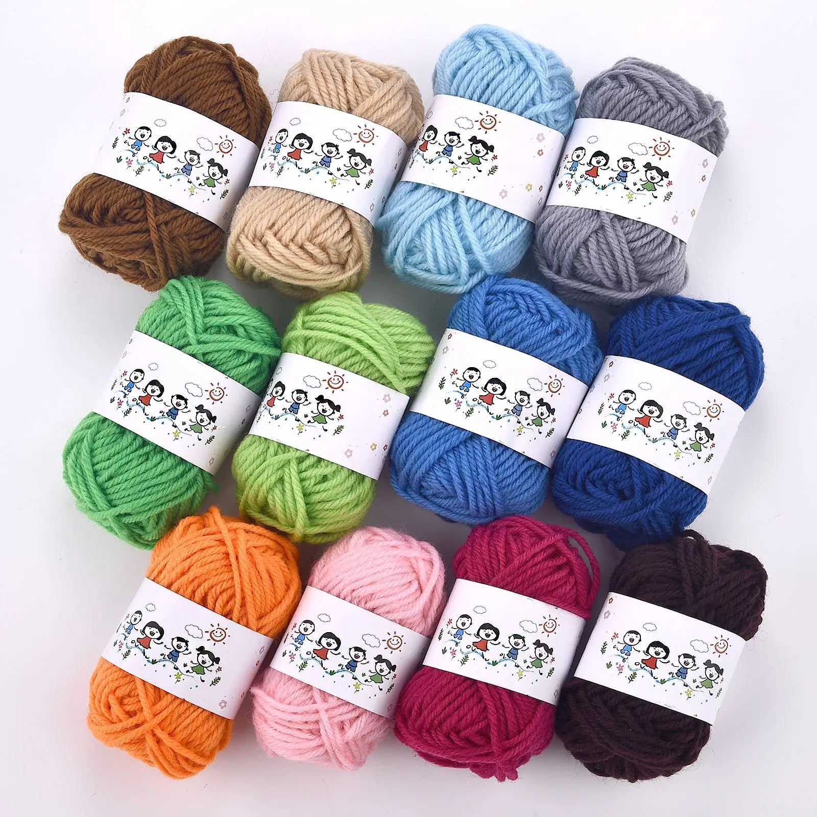 Set Fils Acryliques 12 Couleurs | Tricot, Crochet & Couture DIY, Pelotes 7g – CLEVI Paris