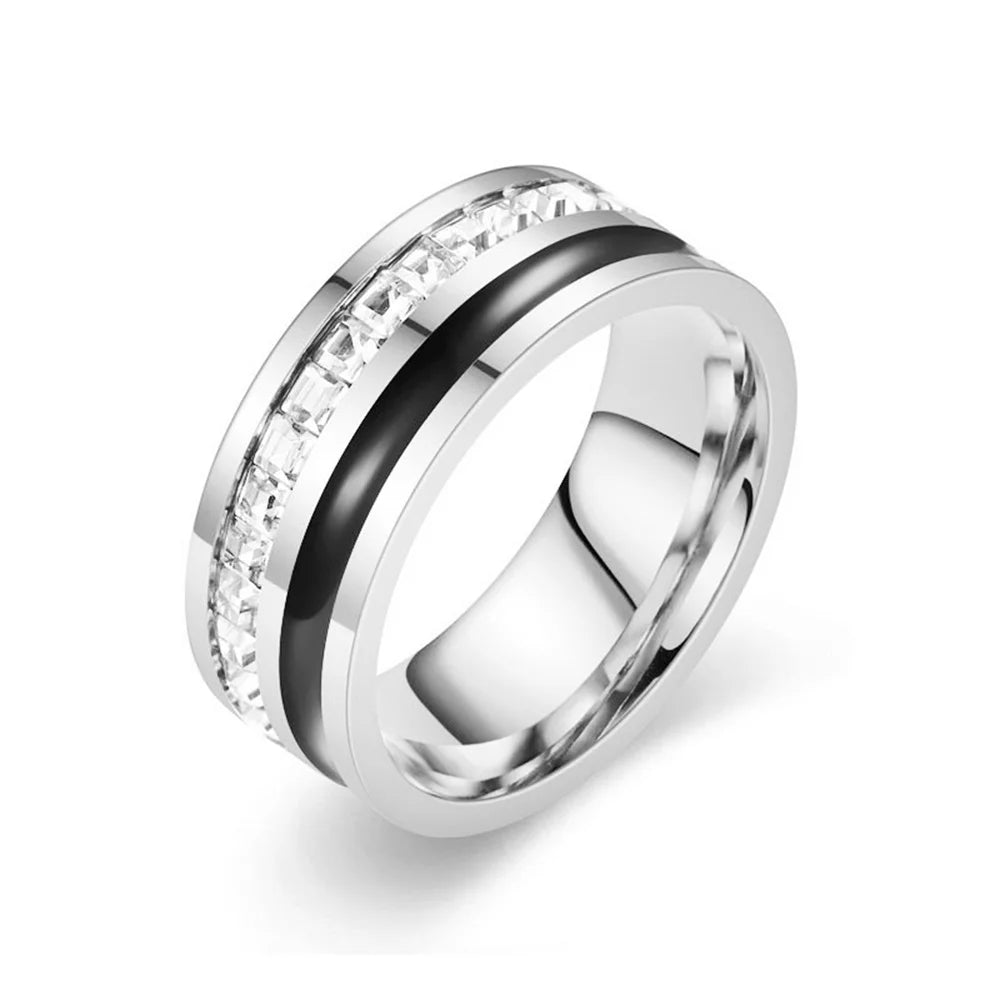 Bague Homme en Acier Doré ou Argenté, Zircone 8 mm – CLEVI Paris