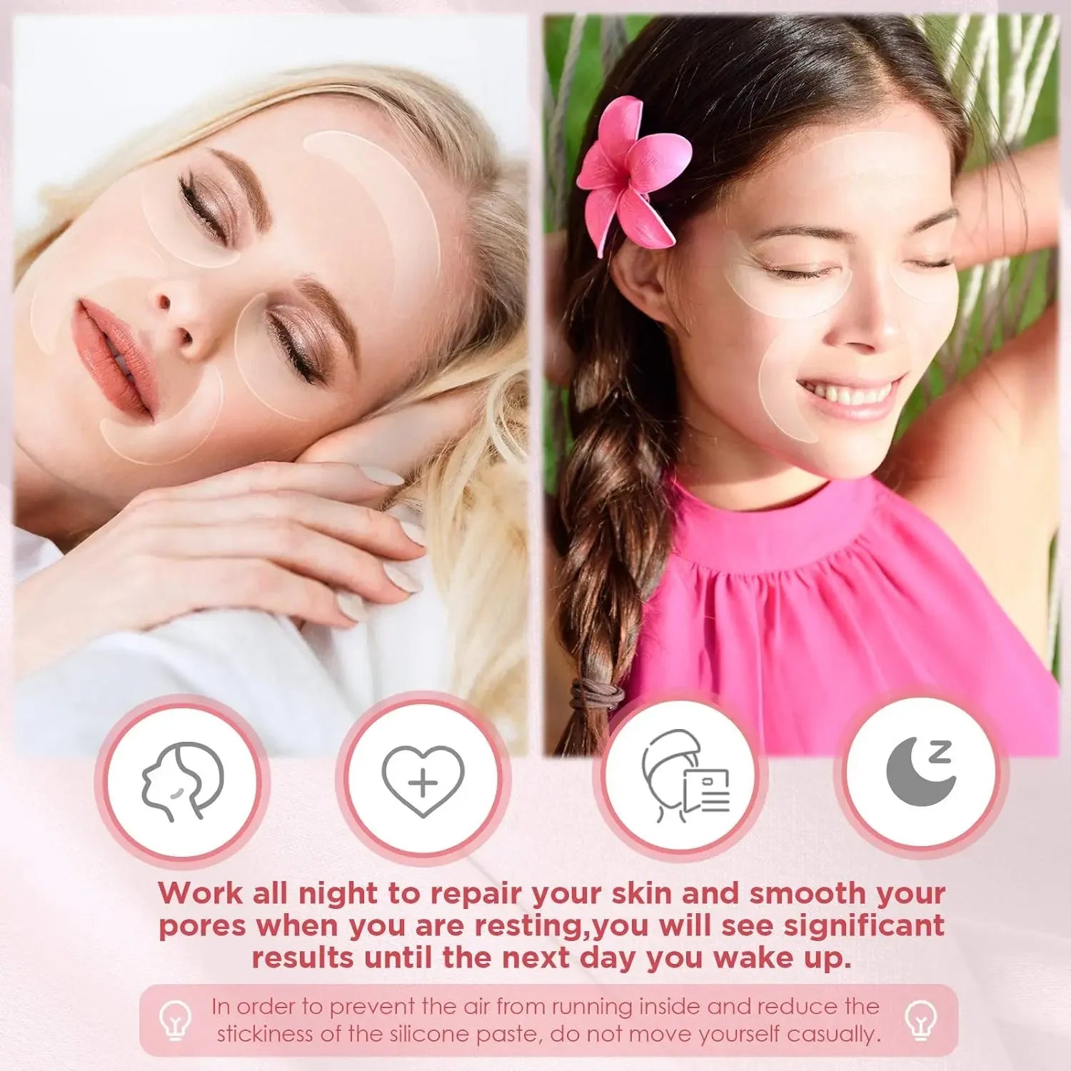 12 Patchs Silicone Anti-Rides Yeux & Visage – CLEVI Paris