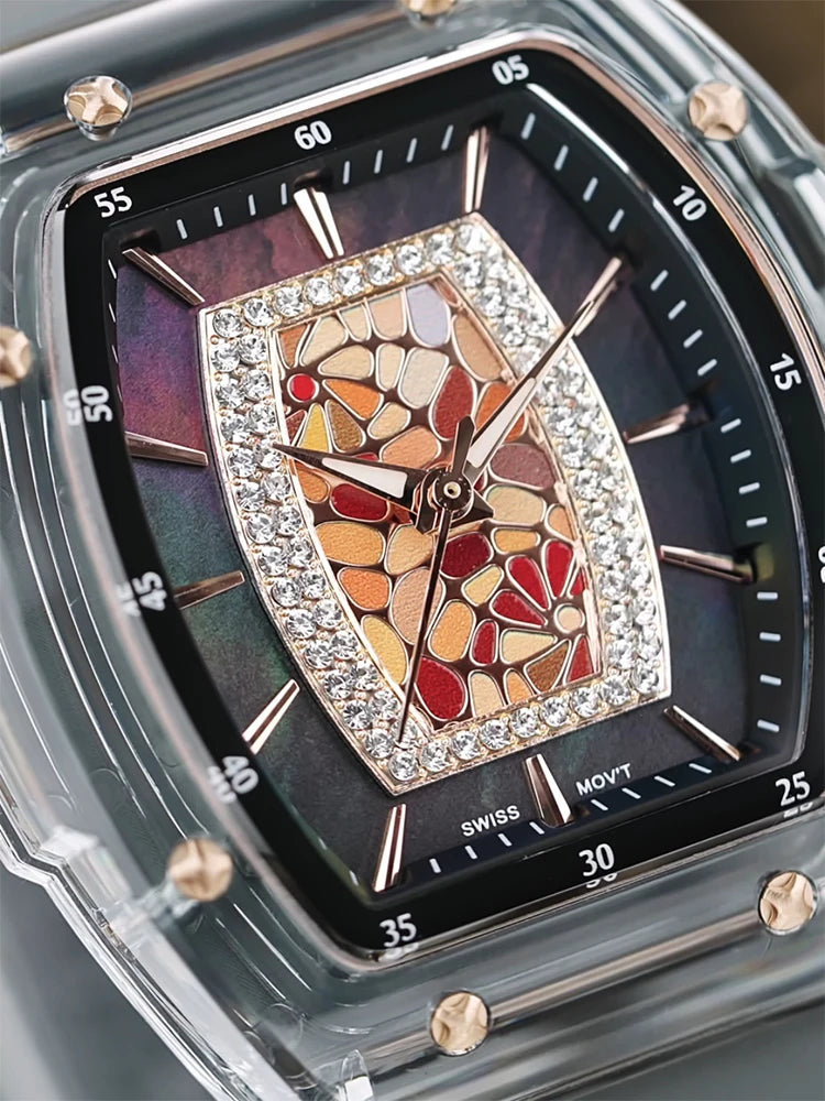 TSAR BOMBA Montre Femme Quartz Japonais Tonneau Saphir Caoutchouc Lumineux 35mm – CLEVI Paris