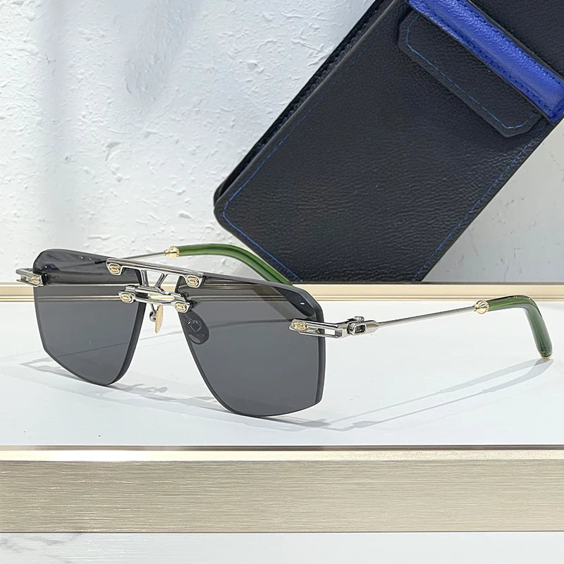 Lunettes de Soleil Sans Monture Double Bridge UV400 – Carrées, Alliage, Unisexe – CLEVI Paris