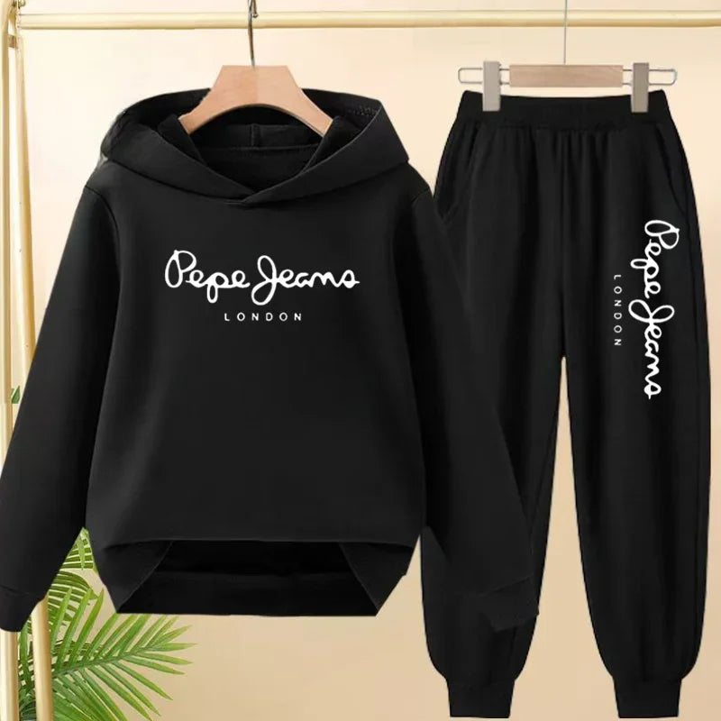 Ensemble Sweat à Capuche + Pantalon Enfant 3-13 Ans – Imprimé Lettres, Unisexe, Toutes Saisons – CLEVI Paris