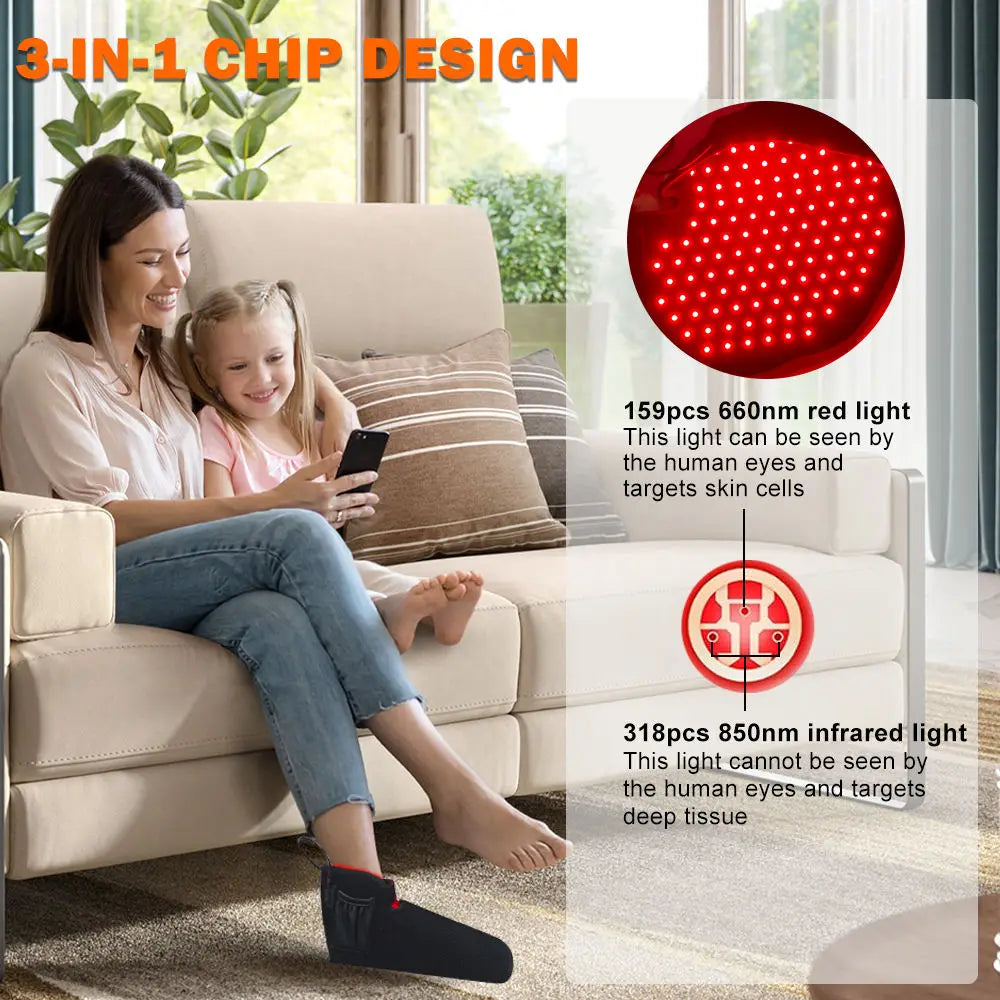 Enveloppe LED rouge et infrarouge pour les pieds – CLEVI Paris