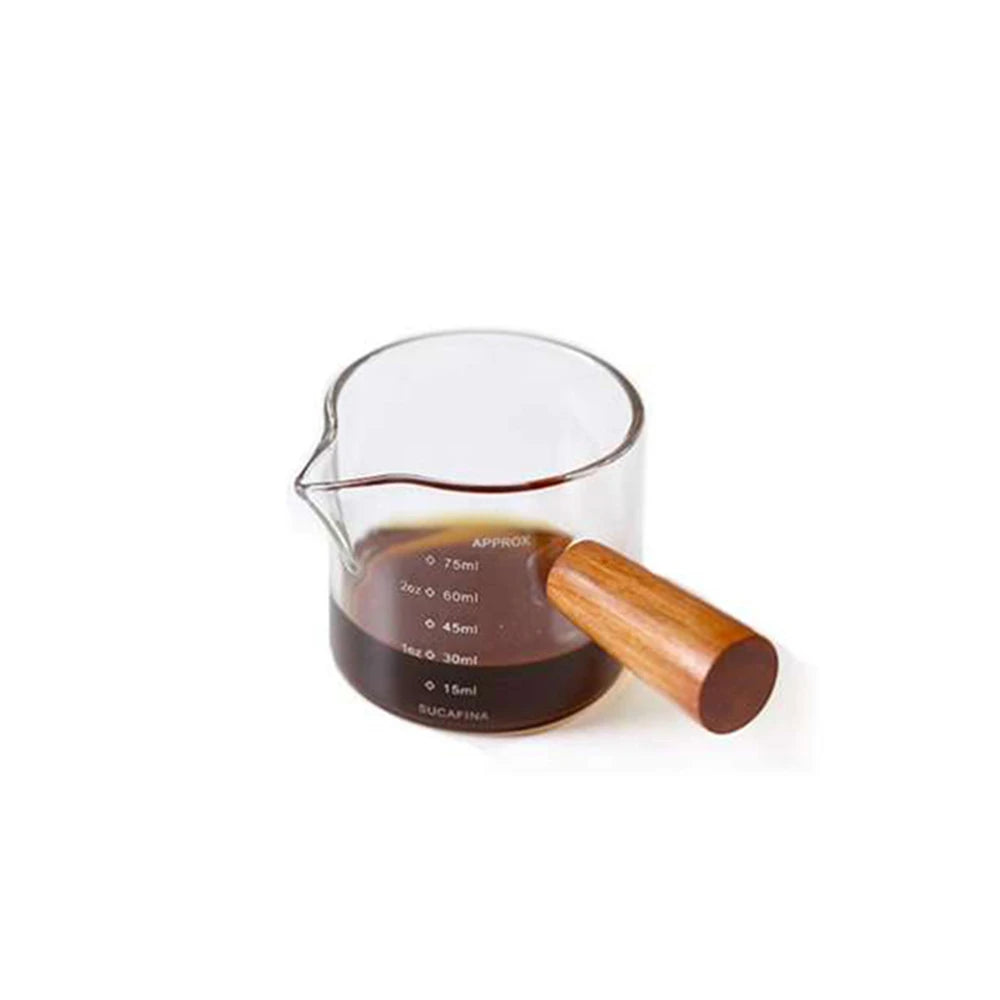 Tasse Espresso en Verre Anse en Bois — 75ml, Simple ou Double Embouchure, Café & Lait | CLEVI Paris