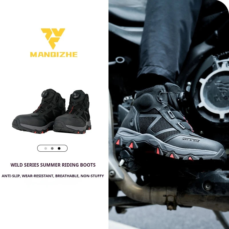 Bottes Moto Été FEHER MQZ-604 – Cuir Respirant Coque Cheville Antidérapant Système Lacets Rotatif Unisexe Pointures 37–45 – CLEVI Paris