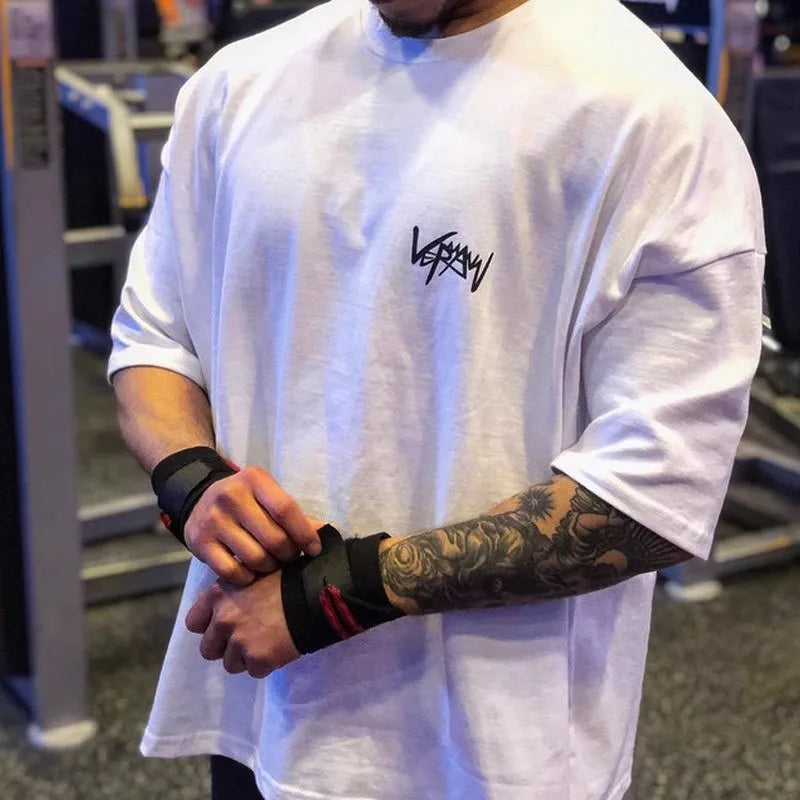 T-Shirt Sport Homme Oversize Coton Col Rond Running Streetwear Manches Courtes – CLEVI Paris
