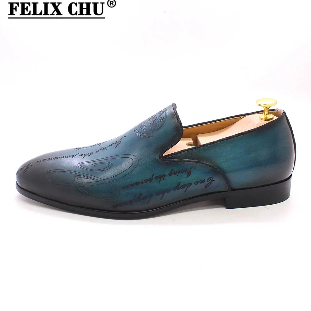Mocassins Homme Cuir Véritable Peints à la Main Felix Chu – Style Italien Habillé – CLEVI Paris