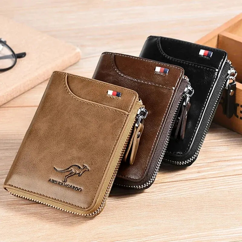 Portefeuille Homme Cuir PU Anti-RFID — Porte-Cartes Business, Fermeture Éclair, 3 Coloris | CLEVI Paris