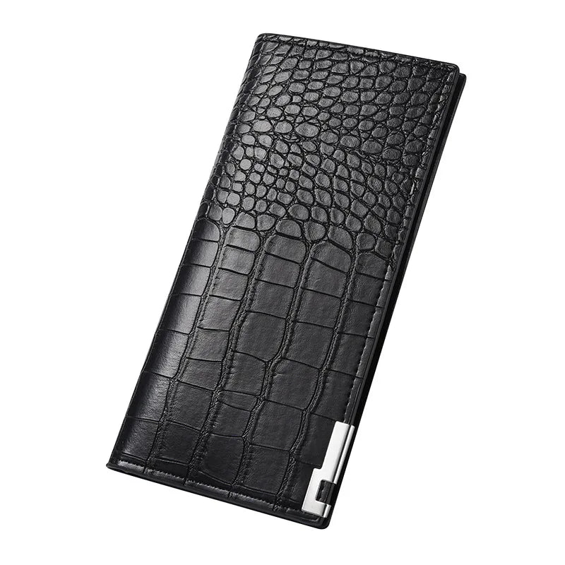 Portefeuille Long Homme PU Motif Crocodile Ultra-Plat Business Luxe 2 Coloris – CLEVI Paris