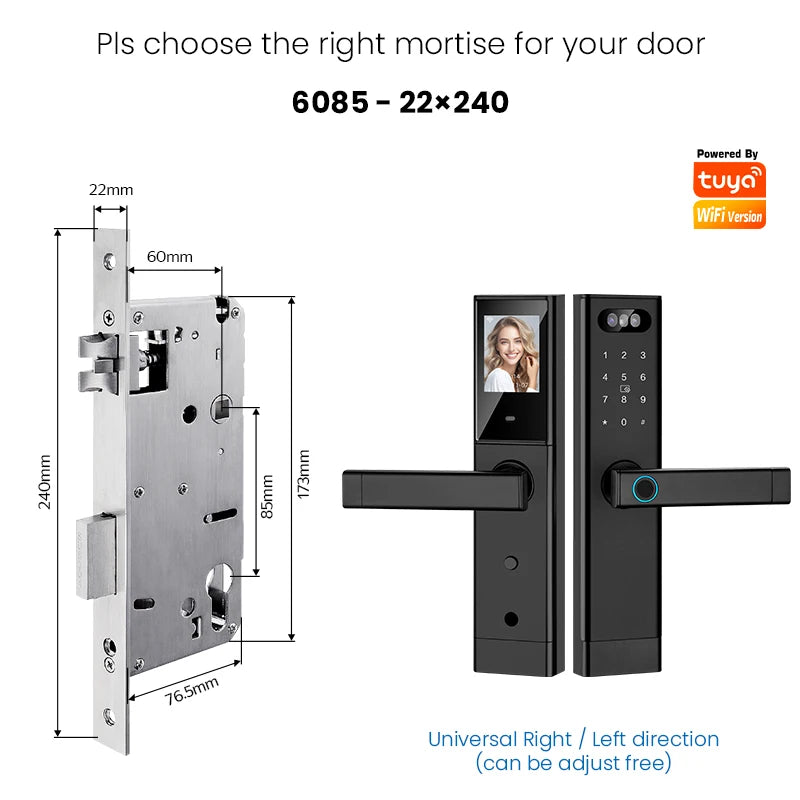 Serrure Connectée Catchface – Reconnaissance Faciale, Caméra, Écran, Tuya WiFi, 7 Modes
