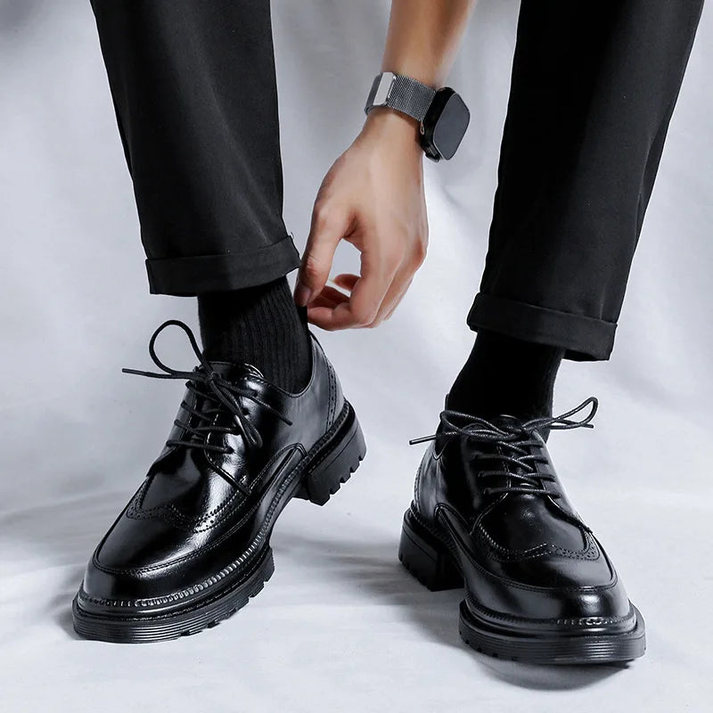 Derbies Homme Cuir Verni Style Britannique – CLEVI Paris