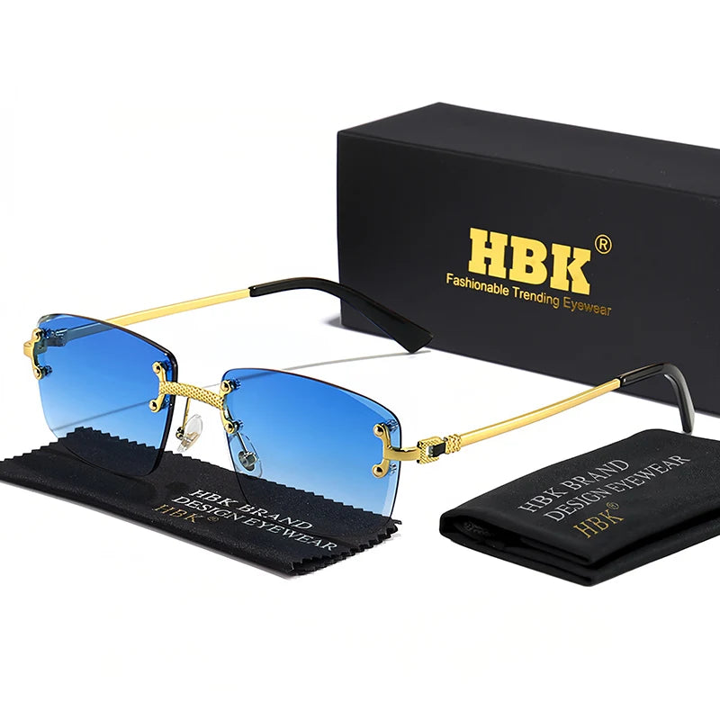 Lunettes de Soleil Carrées Sans Monture Femme HBK – Verres Dégradés UV400 – CLEVI Paris