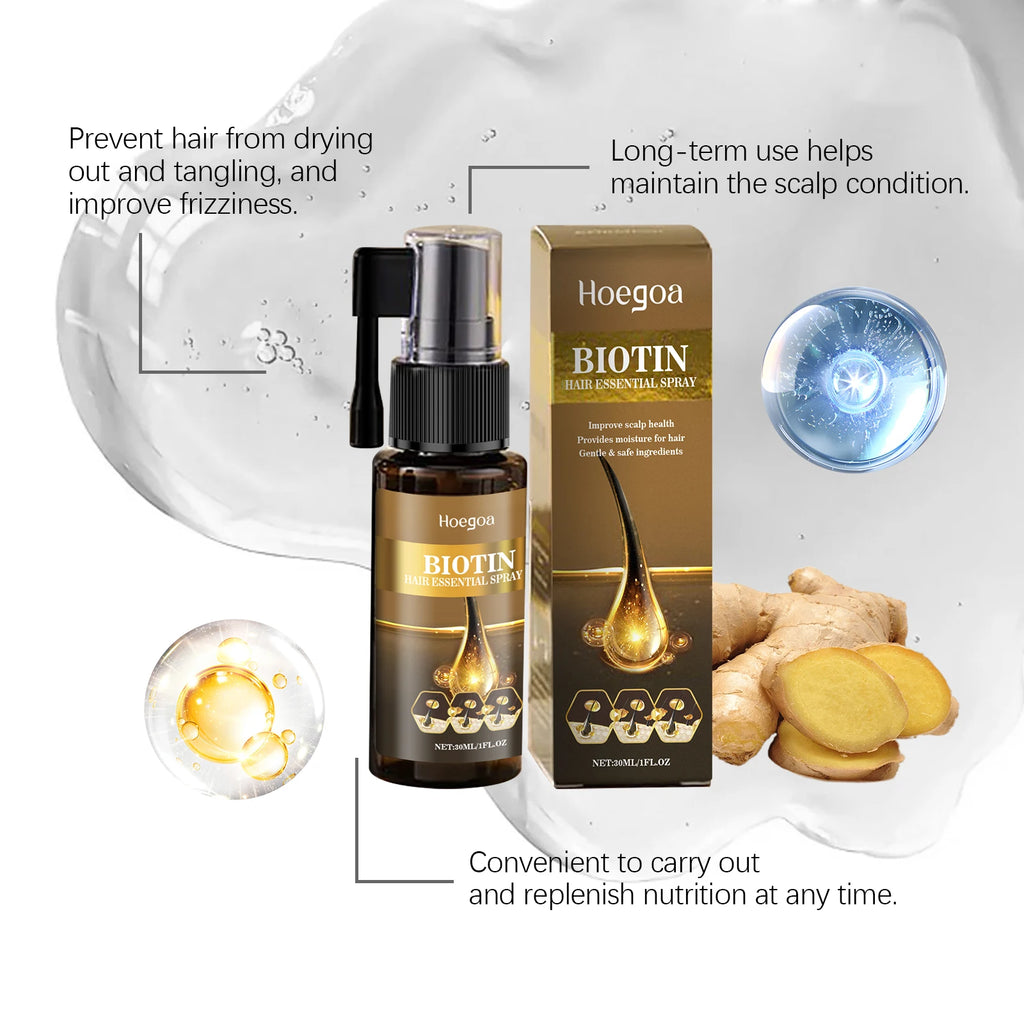 Sérum Capillaire Spray à la Biotine | Anti-Chute & Épaississant | Huile d’Argan & Gingembre | Certifié CPNP – CLEVI Paris