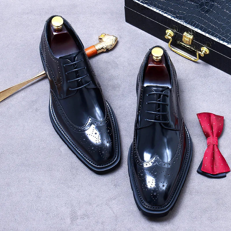 Oxford Brogue Homme Cuir Véritable – Bout Pointu, Lacets, Style Vintage Business EU 38-46 – CLEVI Paris
