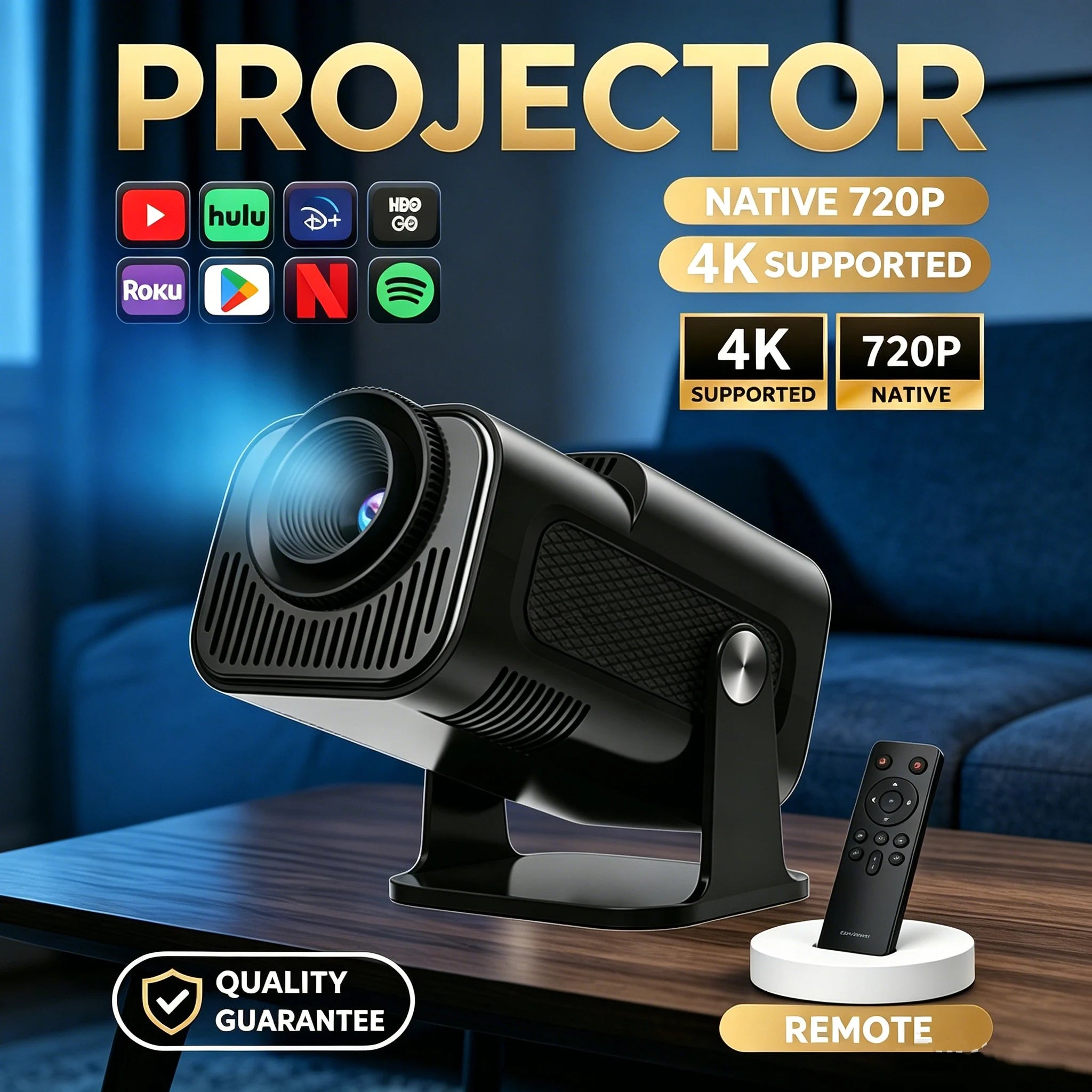 Sucetiho Projecteur Portable Android 720P 4K WiFi Bluetooth 5.0 Son HiFi Support 180° – CLEVI Paris