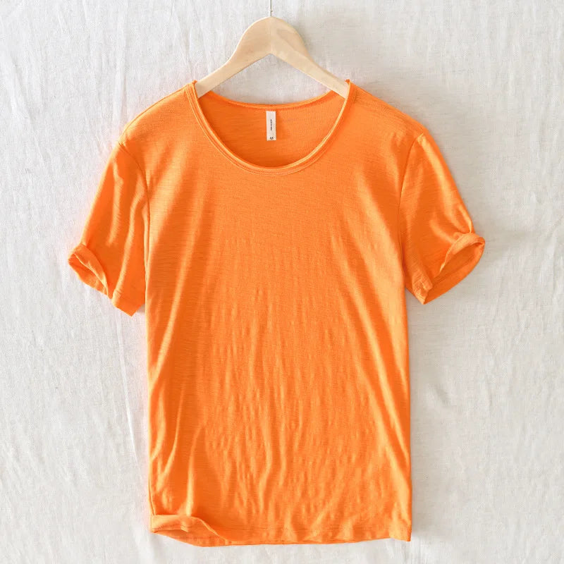 T-Shirt Homme 100% Coton Col Rond Uni Style Italien Casual 11 Coloris Respirant – CLEVI Paris