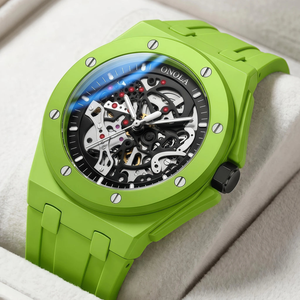 ONOLA ON3834CK Montre Homme Automatique Squelette Bracelet Silicone Verre Hardlex 3 ATM 4 Coloris – CLEVI Paris