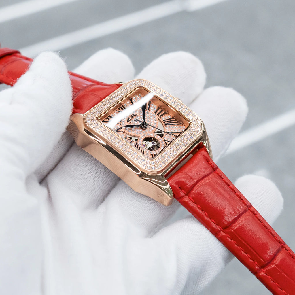 OBLVLO WF22B021 – Montre Automatique Femme | Cadran Diamant Or Rose, Chiffres Romains