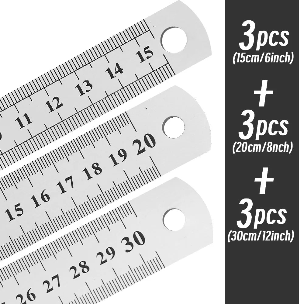 Règle Droite Métal Double Face | 15, 20 & 30 cm, Précision, École, Bureau & Dessin Technique – CLEVI Paris