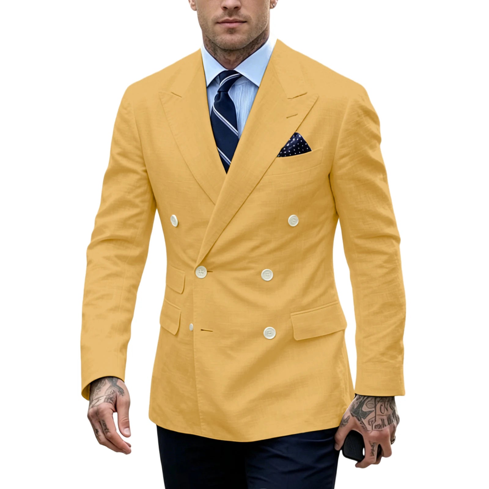 Blazer Homme Double Boutonnage Slim Fit Lin – CLEVI Paris