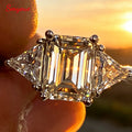 Bague Fiançailles SMYOUE Moissanite 3ct Taille Émeraude ou Radiant Argent 925 Certifiée GRA – CLEVI Paris