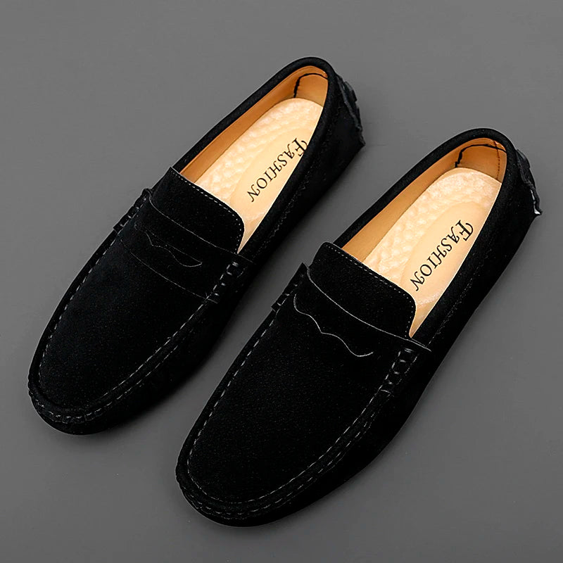 Mocassins Homme Cuir Suédé Yeinshaars – Chaussures Plates Confortables Slip-On – CLEVI Paris