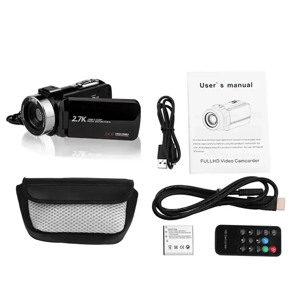 Caméscope Vlog 2,7K 48MP Infrarouge Zoom 16x Écran LCD 3" WiFi – CLEVI Paris