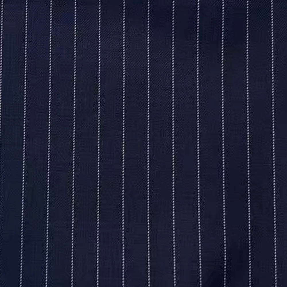 Costume Homme Sur-Mesure 100% Laine Super 120 Bleu Marine Rayé Business Mariage – CLEVI Paris