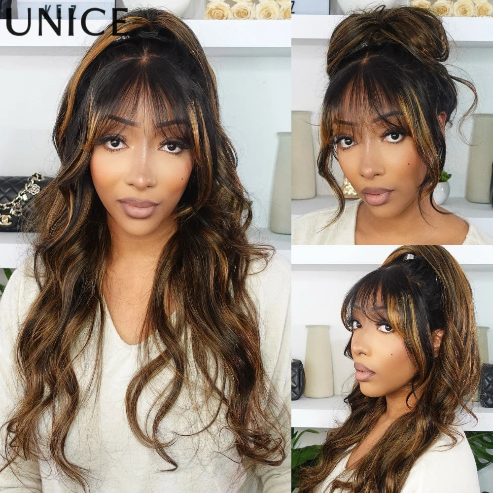 Perruque balayage ondulée 7x5/13x4 – CLEVI Paris