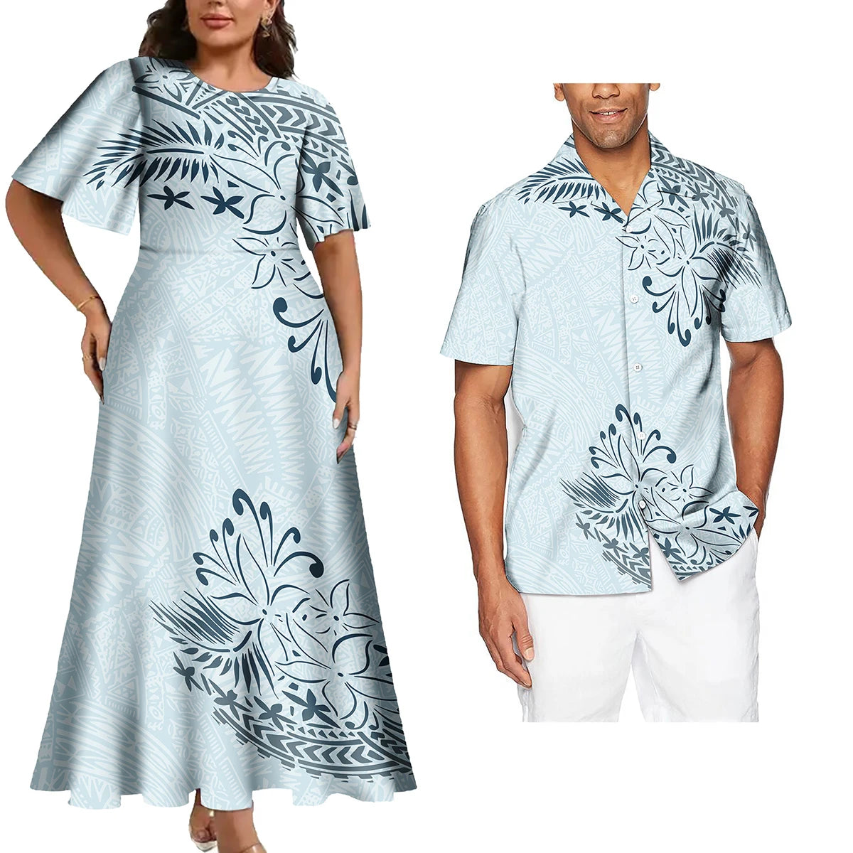 Ensemble Polynésien Tribal Robe & Chemise Hawaïenne Couple – CLEVI Paris