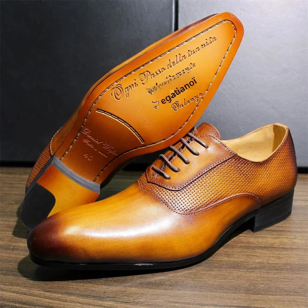 Oxford Homme Cuir de Vache Véritable Fait Main Lacets Bout Pointu | Mariage Bureau Formel EU 39-46