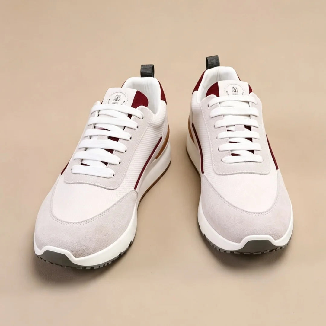 Sneakers Cuir Perforé Homme Lacets & Daim – CLEVI Paris
