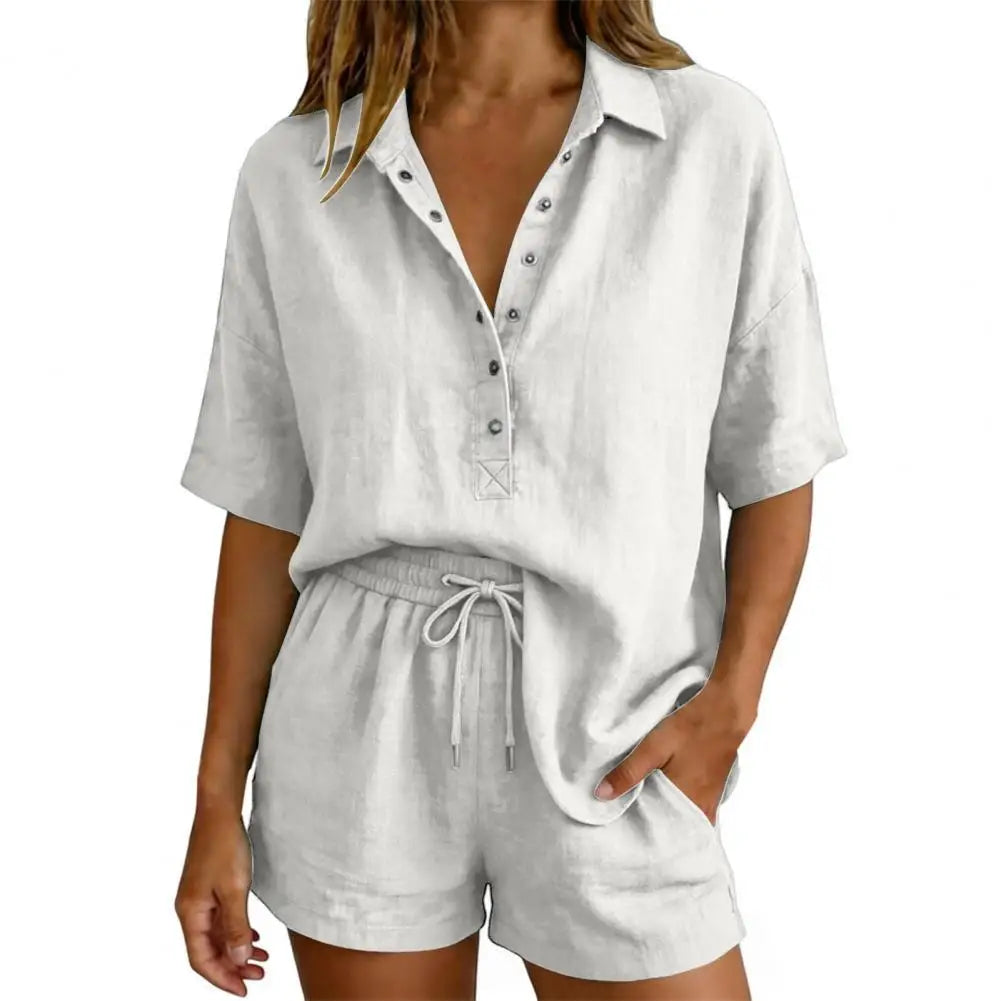 Ensemble femme chemisier et short uni – CLEVI Paris