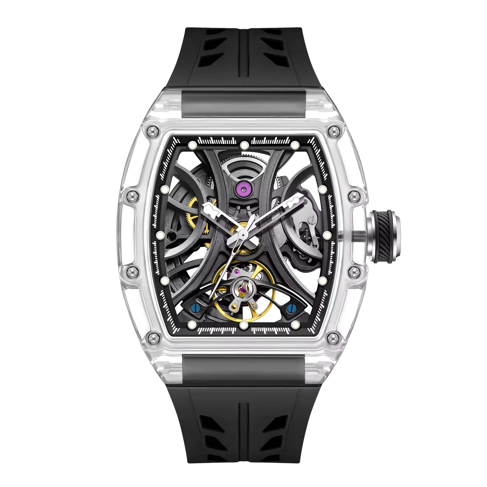 Montre Mécanique Tourbillon Homme – Cadran Squelette Verre K9