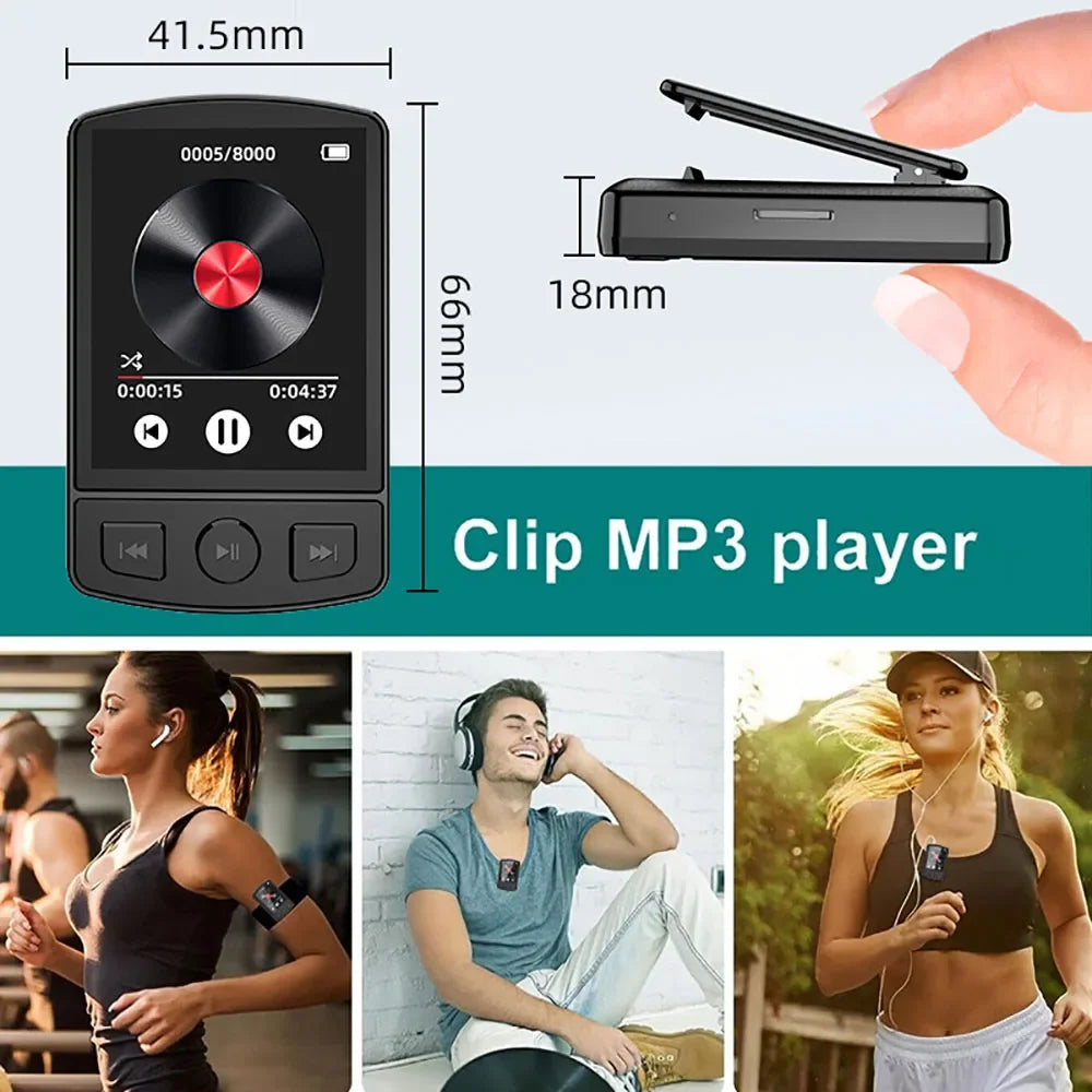 NVPONE Lecteur MP3 Sport Clip Bluetooth 5.0 HiFi Écran 1,8" FM Podomètre – CLEVI Paris