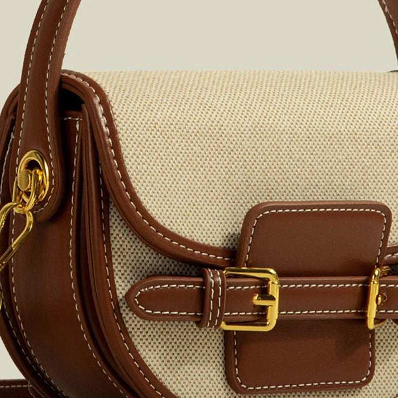 Sacoche Selle Femme en PU – Sac Bandoulière Rétro Patchwork | 4 Coloris | Marron, Noir, Cowboy, Jeans