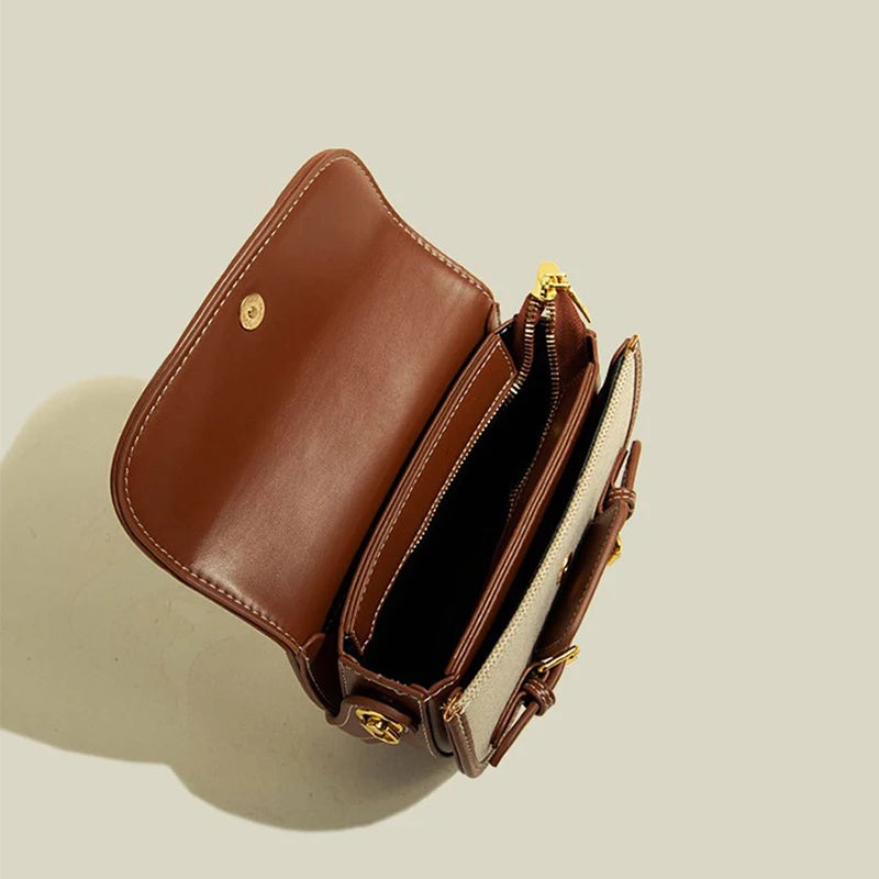 Sacoche Selle Femme en PU – Sac Bandoulière Rétro Patchwork | 4 Coloris | Marron, Noir, Cowboy, Jeans