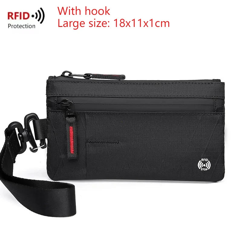 Porte-Cartes RFID Nylon Slim Homme — Mousqueton, Clip Ceinture ou Fermeture Éclair, Multi-Coloris | CLEVI Paris