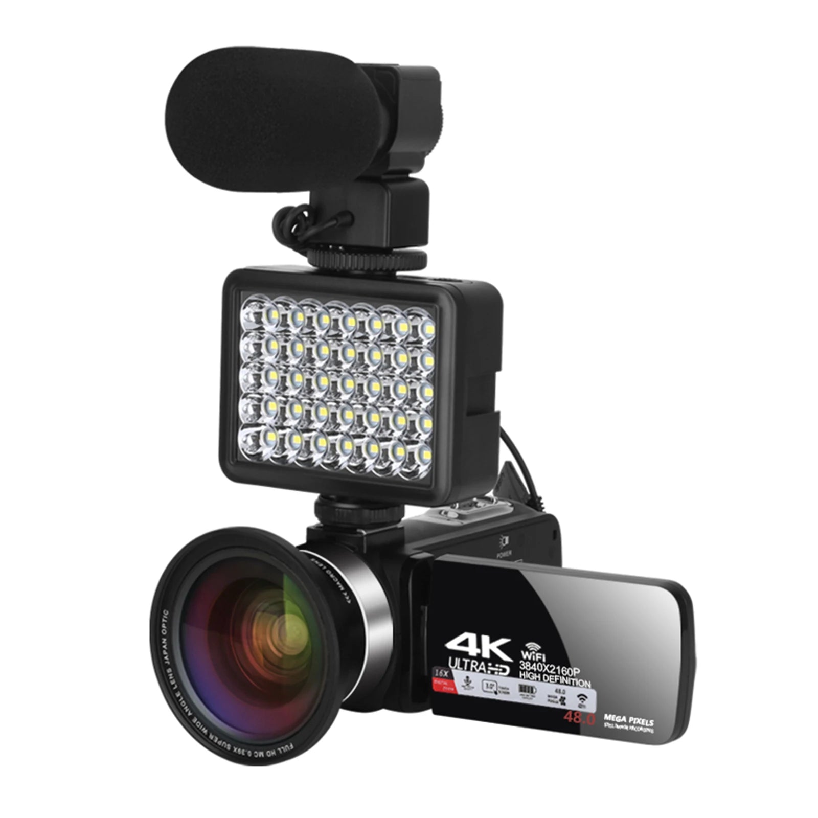 Caméscope Professionnel 4K 48MP WiFi Zoom 18x Écran Tactile 3" 270° – CLEVI Paris