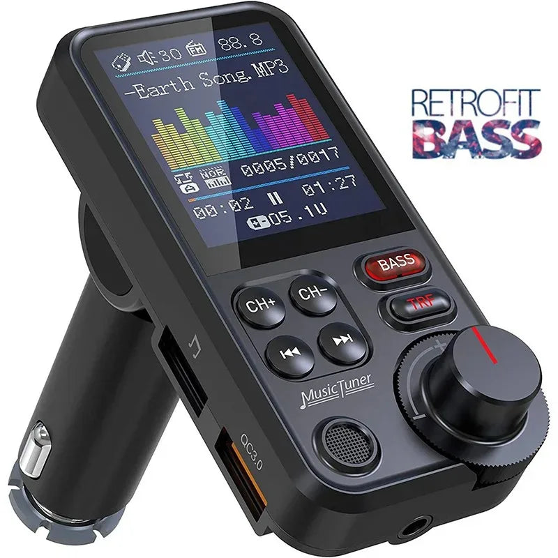 Transmetteur FM Bluetooth Voiture – Charge Rapide QC3.0, Écran LED, Micro Mains-Libres, Basses/Aigus, Bluetooth 5.0