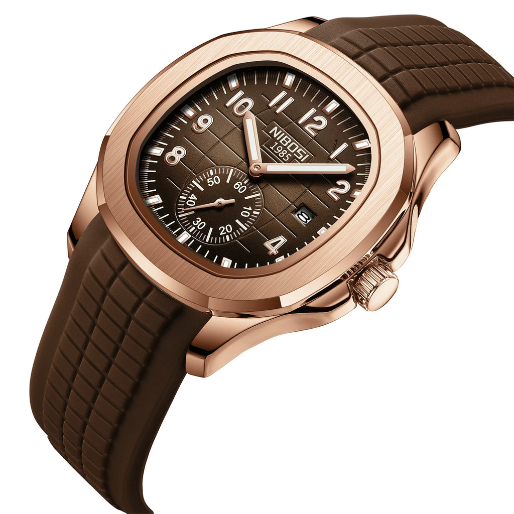 Montre Quartz Homme NIBOSI 2653 – Style Aquanaut, Date Automatique & Aiguilles Lumineuses