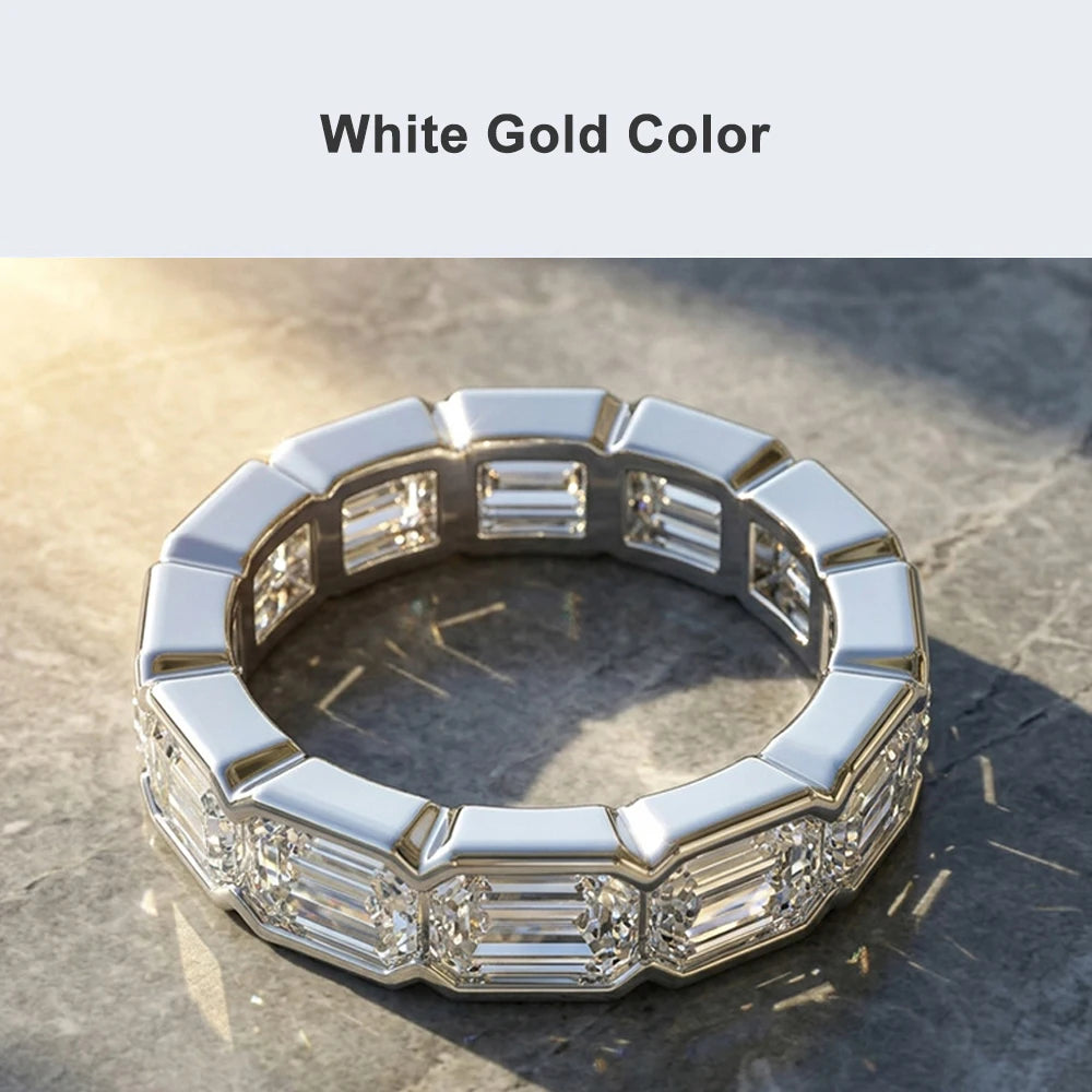 Alliance Femme Moissanite Émeraude D VVS1 Éternité Argent 925 – CLEVI Paris