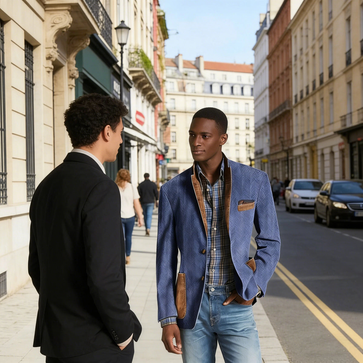 Blazer homme à chevrons avec détails façon daim – CLEVI Paris